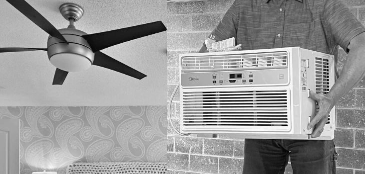 central air conditioner and ceiling fan as ineffective Chiller Portable AC alternatives