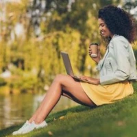 lady in the park enjoying Chiller Portable AC